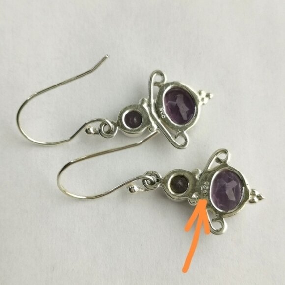 Lavender Amethyst dangle drop earrings in Sterling Silver - Picture 3 of 6
